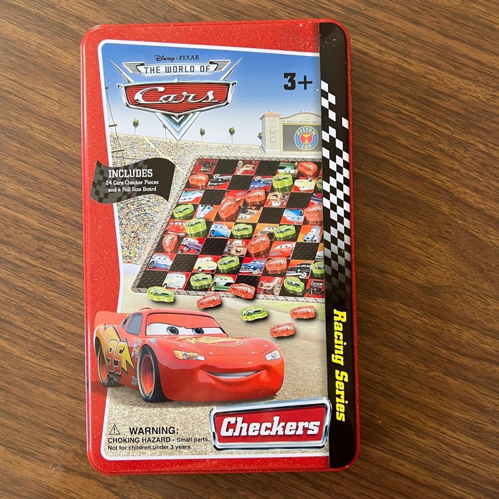 Disney Pixar Cars Racing Series Checkers Game Collectible Tin McQueen Hicks
